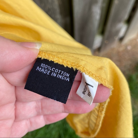 NWT 100% cotton Mustard yellow Belted Asymmetric Ruffle bottom Tunic button up … - Picture 8 of 9